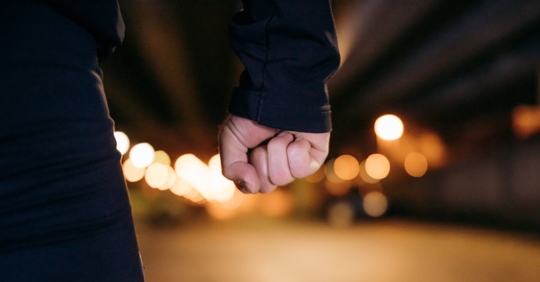 Hand of man with clenched fist